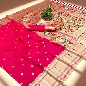 Meenakari Zari Paithani Silk Saree: Peacock Pallu Wedding Sari