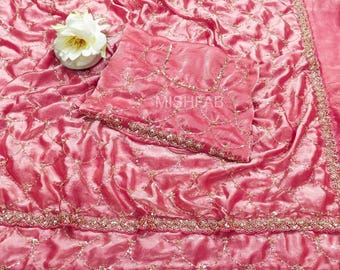 Premium Space Silk Saree,Beads Work Blouse,Indian Party Wear Saree,Wedding & Festive Wear Saree,Saree With Beaded Blouse