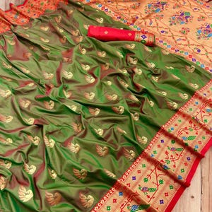 Paithani Silk Saree: Zari & Meenakari Peacock Weaving, Traditional Indian Sari