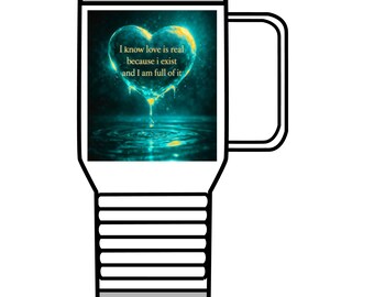 Taza de viaje de 591 ml, vaso térmico con diseño de amor / Acero inoxidable