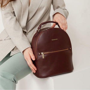 Convertible Leather Backpack Purse for Women – Genuine Smooth Krast Leather – Transforms into Shoulder Bag – Minimalist Everyday Design