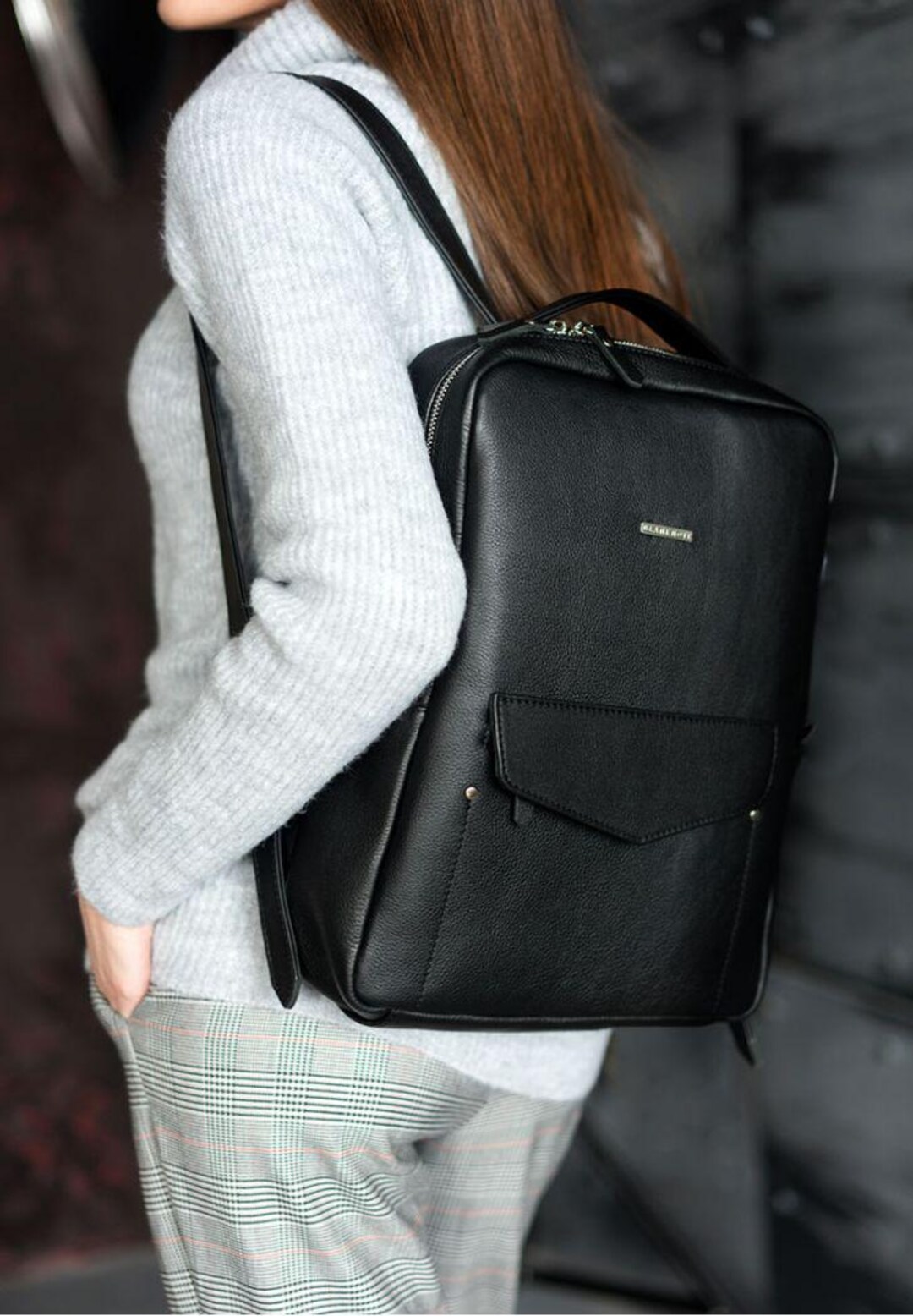fun mini backpack Villainous Valentines legs that move with Hunter Backpack Leather Backpacks for Men Color:SANDY PINK/ONIX GREY
