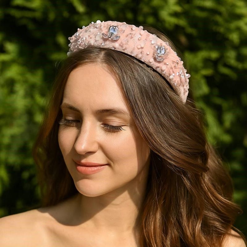 Stellar Rose Pearl bead headband fabric light pink 71603 main image 0