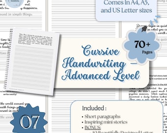 Hojas de práctica de escritura cursiva para adultos, alfabeto de escritura cursiva, hojas de trabajo de práctica de cursiva, letra cursiva, libro de escritura cursiva imprimible