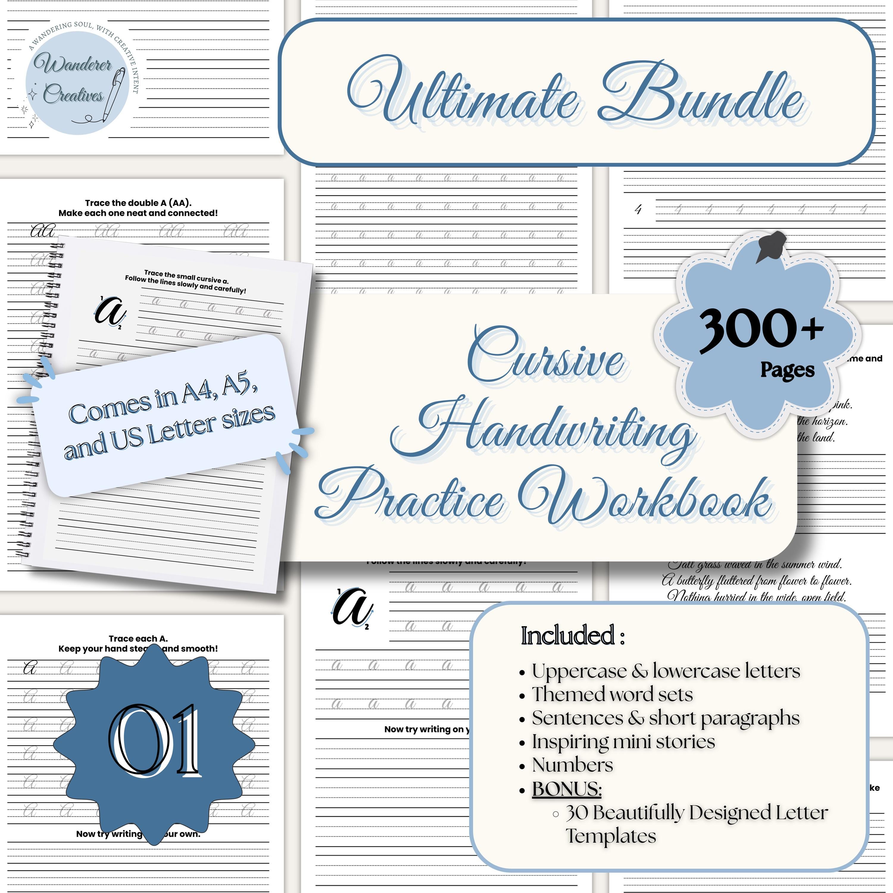 Cursive Writing Practice Sheets for Adults Handwriting Improvement PDF ...