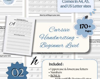 Adults Cursive Handwriting Cursive Writing Practice Workbook Handwriting Practice Sheets Printable for Learning and Improving Writing Skills