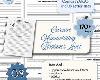 Kindergarten Writing Worksheets Alphabet Letters Cursive Workbook PDF Writing Practice Sheets Handwriting Practice Cursive Learning Book