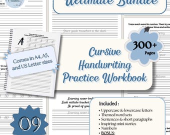 Adults Cursive Writing Practice Sheets Printable Handwriting Exercises Handwriting Practice Cursive Hand Writing Practice Workbook for Kids