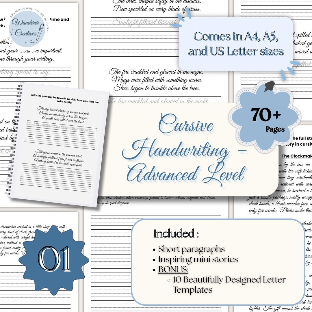 Adults Cursive Alphabet Handwriting Practice Cursive Letters Tracing ...