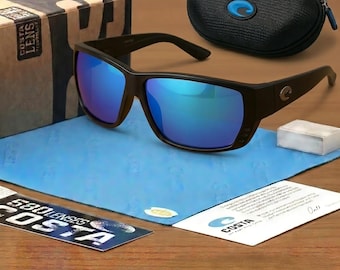 Lunettes de soleil style allée thon Costa Del Mar : polarisées 580p, unisexe enveloppant avec boîte