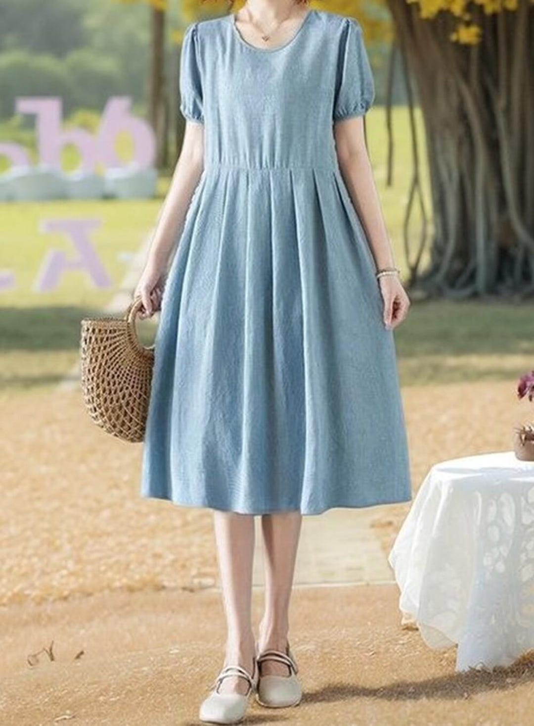 chinese dress ladies Bowho 100% Linen Dress main image 0