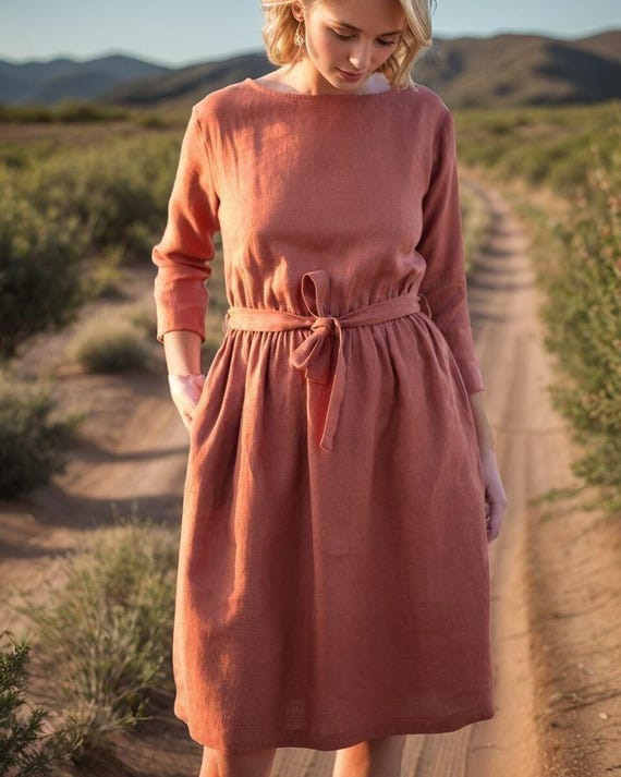 linen modest dresses Two-Piece Modest Abaya Set main image 0