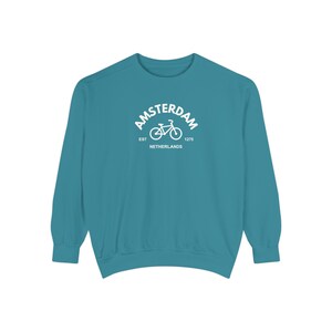 Amsterdam Netherlands Souvenir Comfort Colors Sweatshirt with Bike - Unisex Sweatshirt, Netherlands Gift, Bike Lover Apparel, Dutch Vacation