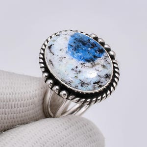 Rare K2 Azurite Gemstone Solid 925 Sterling Silver Ring, Adjustable Ring, Beautiful Ring, Birthday Gift, Wedding Gift, Azurite Ring Jewelry