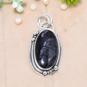 Natural Picasso Jasper Gemstone Pendant, Solid 925 Sterling Silver Pendant, Oval Pendant, Handmade Pendant, Unique Silver Pendant Jewelry