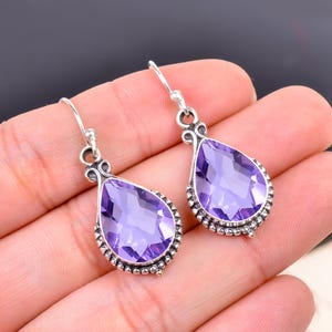 Alexandrite Gemstone Solid 925 Sterling Silver Jewelry Earring, Dangle Earring, Pear Stone Earring, Handmade Earring, Birthday Gift For Her