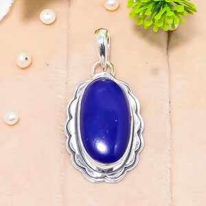 Blue Lapis Lazuli Gemstone Solid 925 Sterling Silver Pendant, Handmade Jewelry, Silver Pendant, Engagement Pendant Gift, Pendant for Mother
