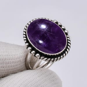 Purple Amethyst Ring, Solid 925 Sterling Silver Jewelry Ring, Adjustable Ring, Handmade Ring, Gemstone Ring, Elegant Ring, Anniversary Gift