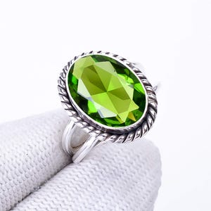 Green Tourmaline Ring, Solid 925 Sterling Silver Ring, Adjustable Ring, Handmade Ring, Birthday Gift, Elegant Ring, Tourmaline Silver Ring