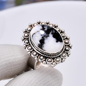 White Buffalo Turquoise Ring, Solid 925 Sterling Silver Ring, Adjustable Ring, Statement Ring, Boho Jewelry, Gift for Her, Gemstone Ring