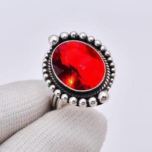 Red Garnet Gemstone Solid 925 Sterling Silver Handmade Ring, Adjustable Ring, Gemstone Jewelry, Boho Ring, Engagement Ring, Garnet Jewelry