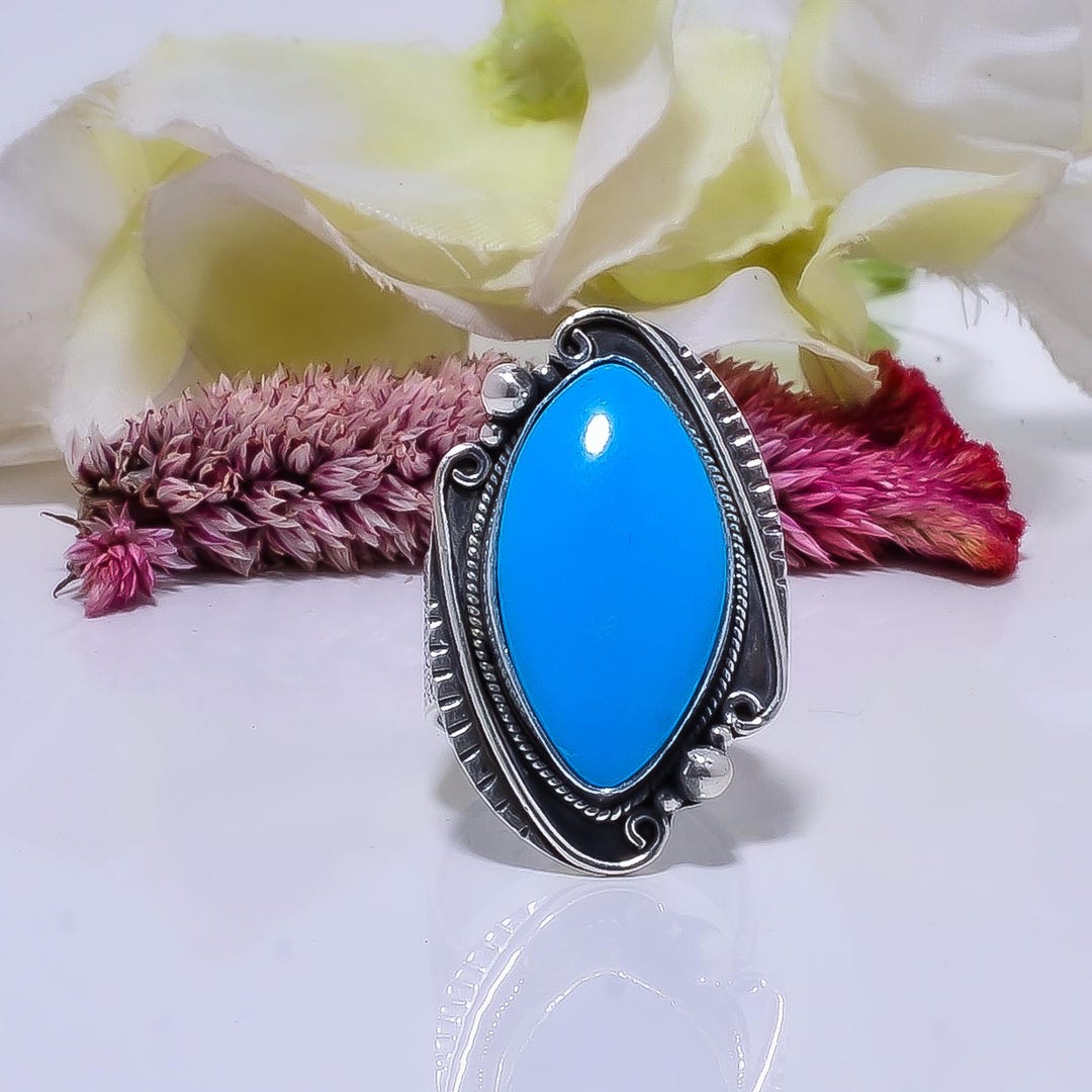Sleeping Beauty Turquoise Statement Ring in 925 Sterling Silver ...