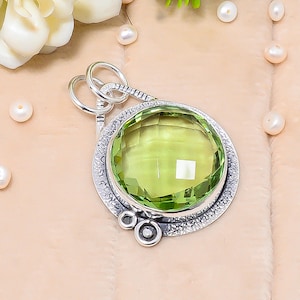 Green Amethyst Pendant, Solid 925 Sterling Silver Handmade Jewelry Pendant, Amethyst Silver Pendant, Elegant Pendant, Birthday Gift Jewelry