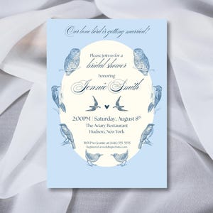 Invito per la festa di fidanzamento "Love Bird" / Suite di inviti digitali scaricabili / Modello Canva / Cartello per festa di fidanzamento