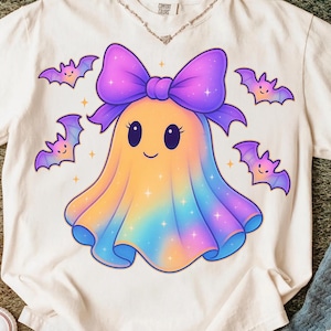 Iridescent Ghost Pumpkin PNG: Coquette Halloween Sublimation Design (Digital Download)
