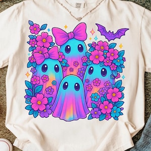 Iridescent Ghost Pumpkin PNG: Coquette Halloween Sublimation Design (Digital Download