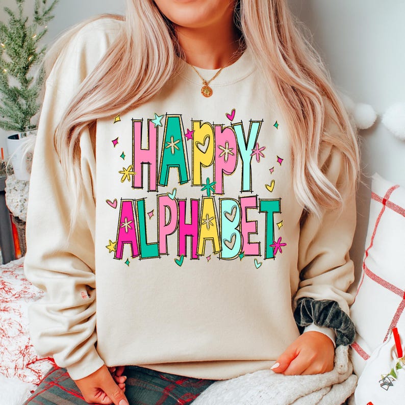 Preppy Retro Happy Alphabet PNG Bundle With Numbers and Cliparts in ...
