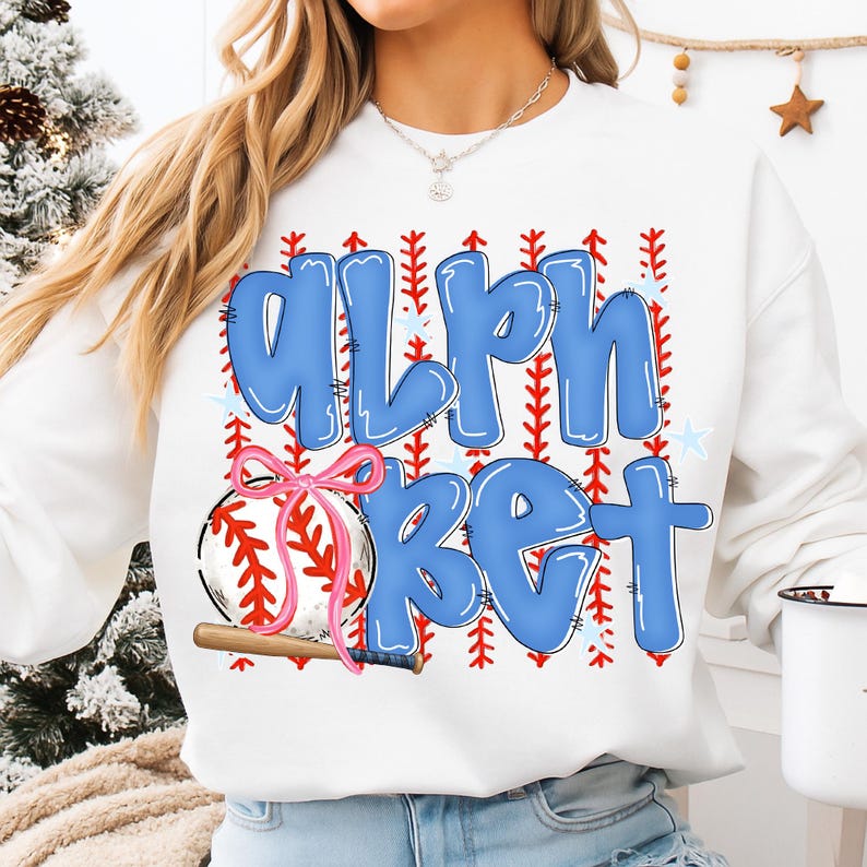 Preppy Baseball Alphabet PNG Bundle Sporty Letters and Numbers Clipart Set Game Day Graphics for Sublimation Cricut Team Shirt Designs image 6