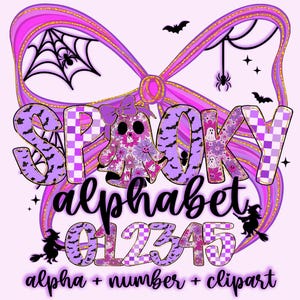 Pastel Halloween Alphabet PNG Bundle Cute Spooky Aesthetic Letters Clipart for Sublimation, Invitations & Fall Crafts