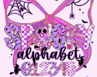 Pastel Halloween Alphabet PNG Bundle Cute Spooky Aesthetic Letters Clipart for Sublimation, Invitations & Fall Crafts