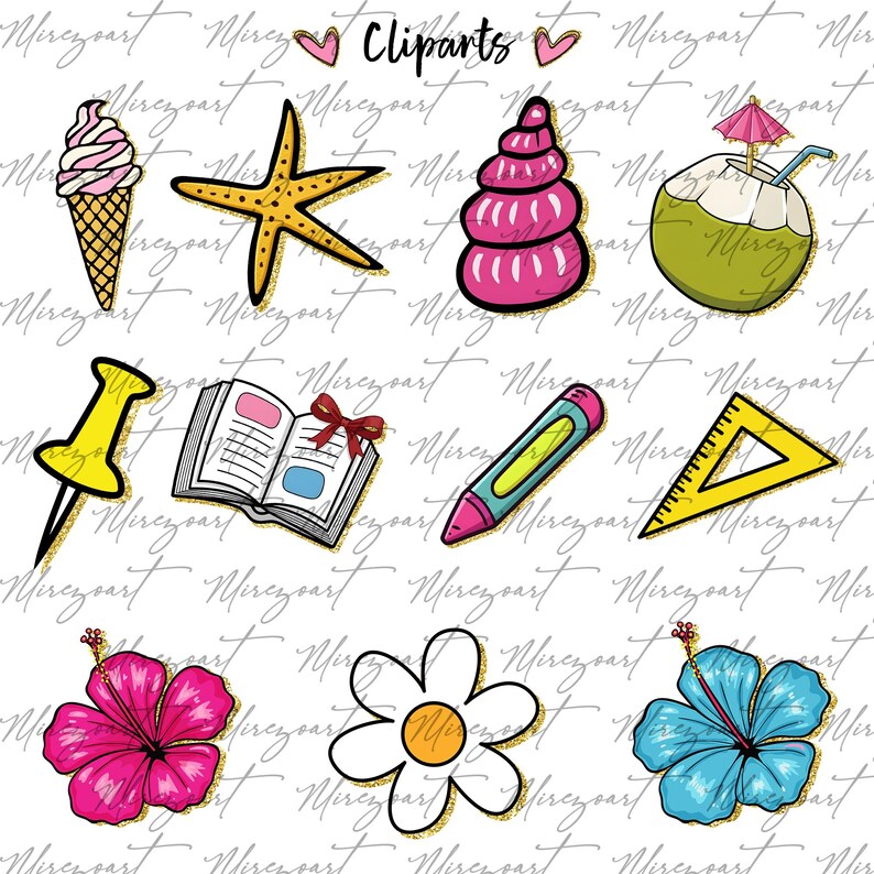 Retro Summer School Alphabet PNG Bundle Colorful Letters Numbers Clipart Set Cute Teacher Font for Sublimation Cricut Back to School Designs image 4