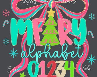 Christmas Alphabet PNG Bundle Festive Holiday Letters Clipart for Sublimation, Greeting Cards, Winter Crafts, Gifts & Digital Design Use