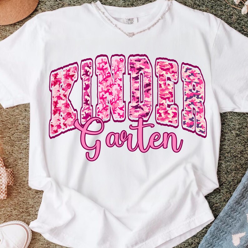 Retro Pink Camo Back to School PNG Bundle: Pre-K to 3rd Grade image 2