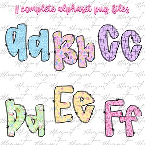 Pastel paasalfabet PNG bundel konijntjesletters cijfers en lente clipart set voor sublimatie Cricut ambachten schattig konijntje alfabetafbeeldingen afbeelding 2