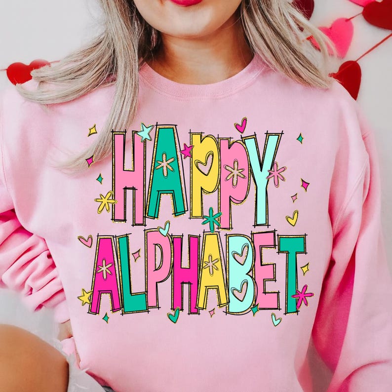 Preppy Retro Happy Alphabet PNG Bundle With Numbers and Cliparts in ...