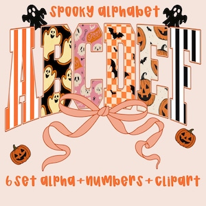Spooky Halloween Alphabet PNG Bundle Scary Letter Clipart Set for Sublimation, Party Decor, Invitations, Crafts & Creepy Designs