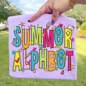 Retro Summer School Alphabet PNG Bundle Colorful Letters Numbers Clipart Set Cute Teacher Font for Sublimation Cricut Back to School Designs image 11