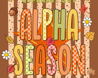 Preppy Fall Vibes Alphabet PNG Bundle Autumn Letters Numbers Clipart Set Cute Seasonal Font for Sublimation Cricut Designs Projects