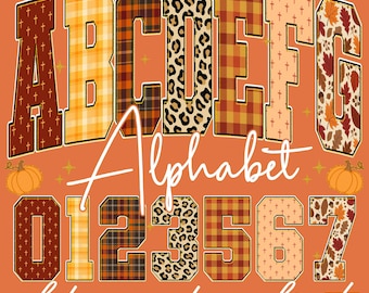 Leopard Fall Alphabet PNG Bundle Autumn Animal Print Letters Clipart for Sublimation, Crafts, Greeting Cards & Seasonal Decor