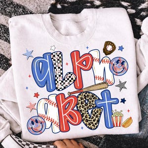 Preppy honkbal PNG alfabet bundel sport letters cijfers clipart set voor sublimatie Cricut ambachten spel dag ontwerpen en teamgeest decor afbeelding 8