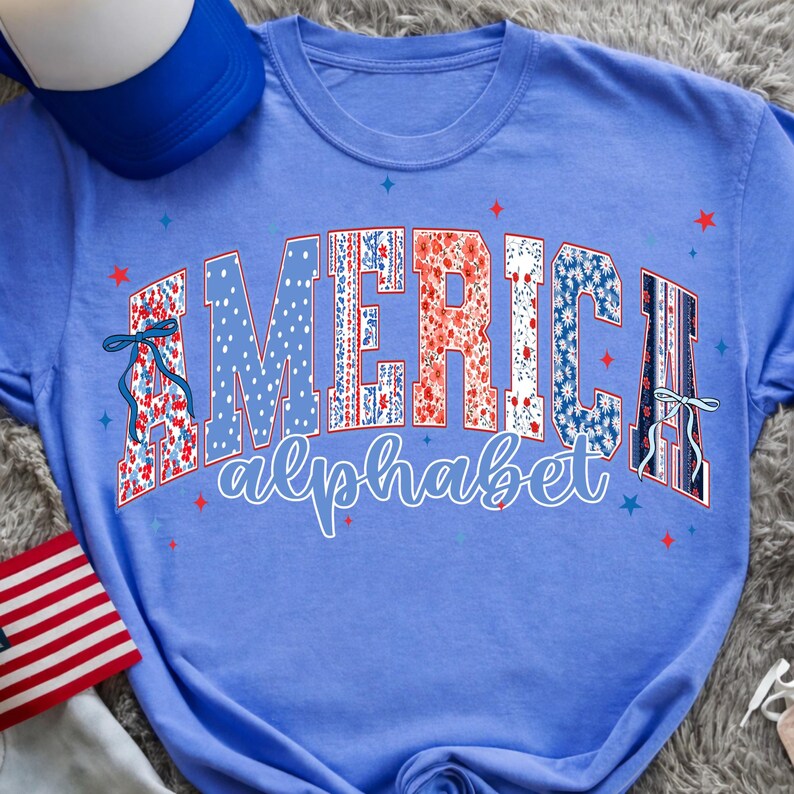 4th of July Alphabet PNG Bundle Patriotic Letters Numbers USA Clipart Set Red White Blue Font for Sublimation Cricut Independence Day Design image 8