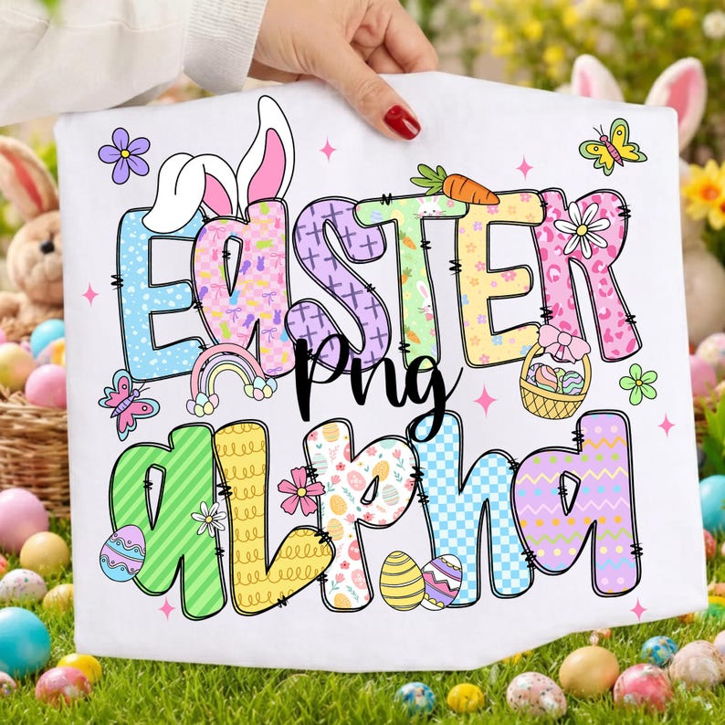 Pastel Easter Alphabet PNG Bundle Bunny Letters Numbers and Spring ...
