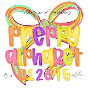 Rainbow Alphabet PNG Bundle Preppy Font Aesthetic Colorful Letters Clipart for Sublimation, Stickers, Classroom Decor & Crafts