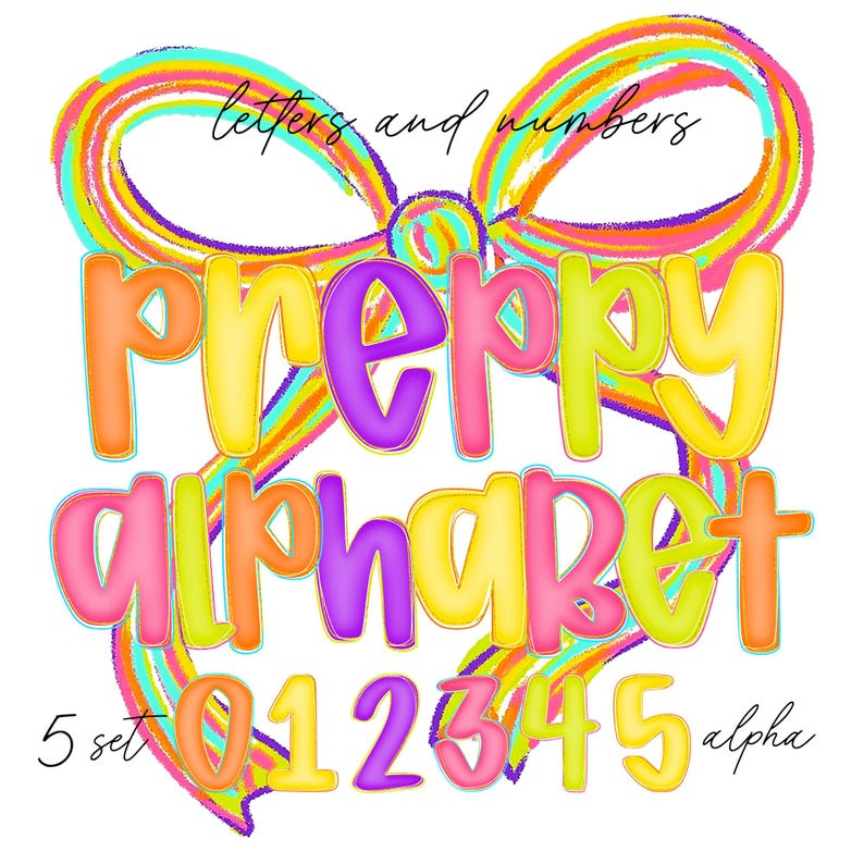 Rainbow Alphabet PNG Bundle Preppy Font Aesthetic Colorful Letters ...