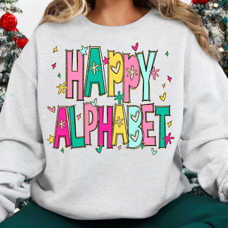 Preppy Retro Happy Alphabet PNG Bundle With Numbers and Cliparts in ...