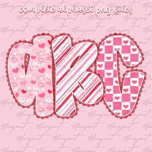 May include: A Valentine's Day themed graphic featuring the letters "GBV" in pink and red. The letters are decorated with hearts, stripes, and a checkerboard pattern, outlined with a lace trim. The text "complete alphabet png files" is at the top.